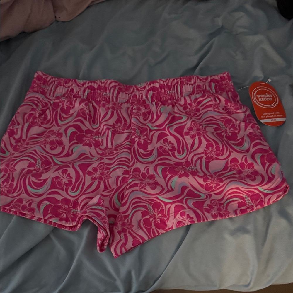 Wonder Nation Pink Floral Swim Shorts